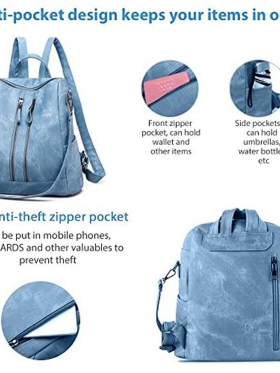 Backpack Purse for Women Backpack Purse Small Leather Waterproof - Picture 3 of 6